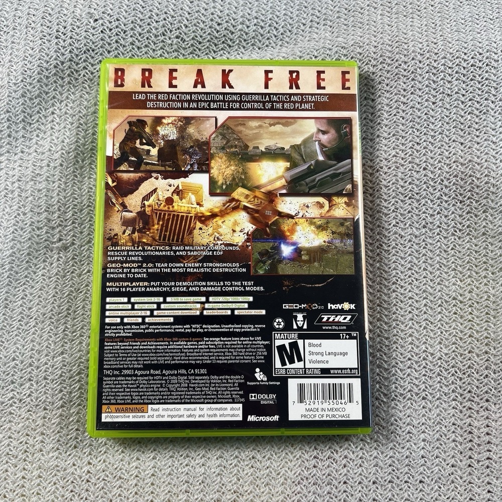 Red Faction Guerrilla (Xbox 360) Complete W/ Manual CIB Great Condition Sci-Fi - Picture 4 of 4